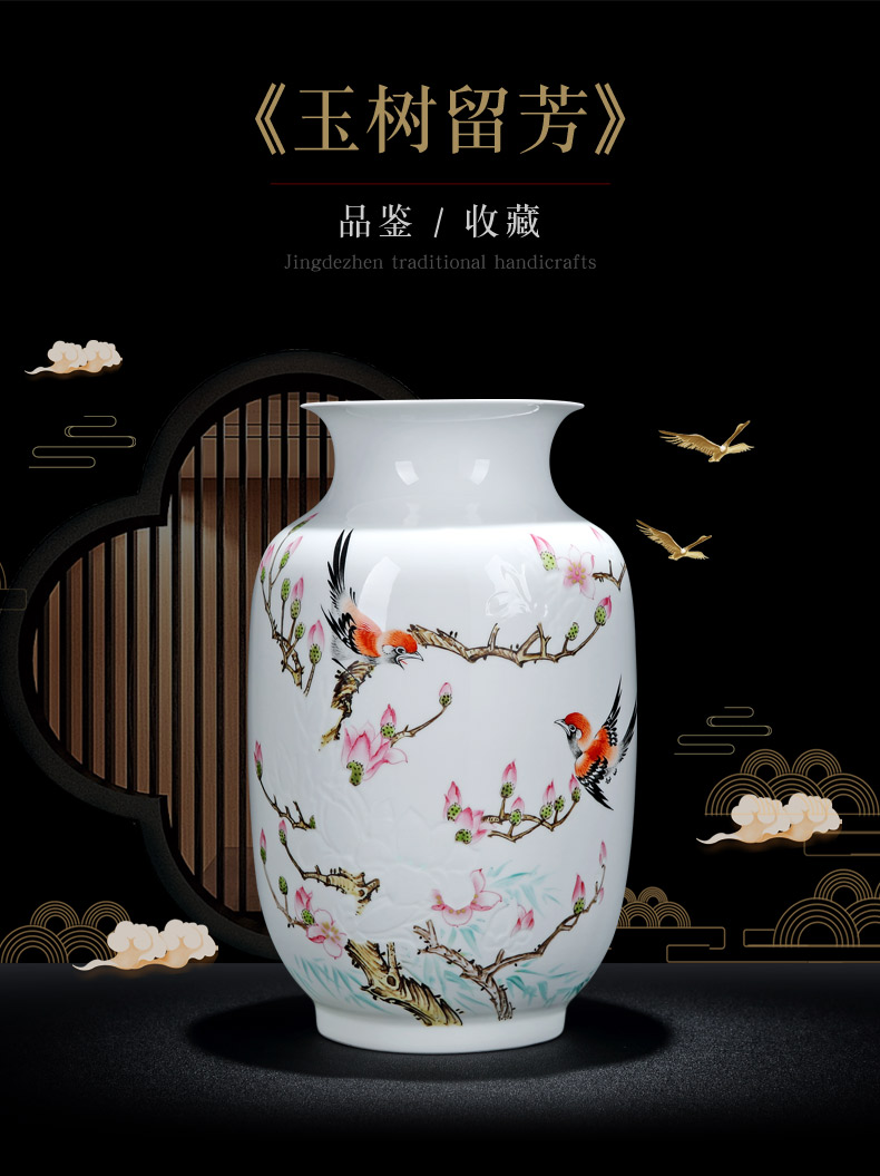 Jingdezhen ceramic vase decoration furnishing articles Chinese style is I and contracted sitting room small and pure and fresh and exquisite porcelain arts and crafts