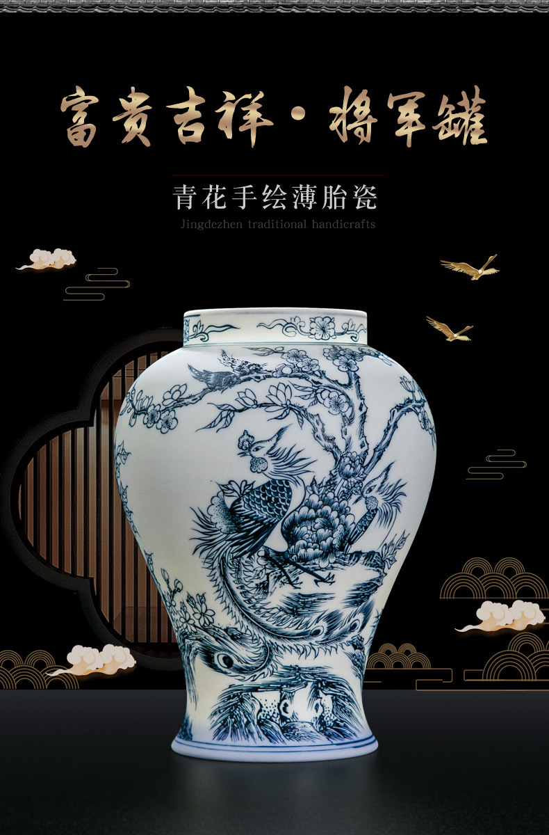 The New general blue and white porcelain ceramic tea pot place small household seal storage tea pot creative decoration