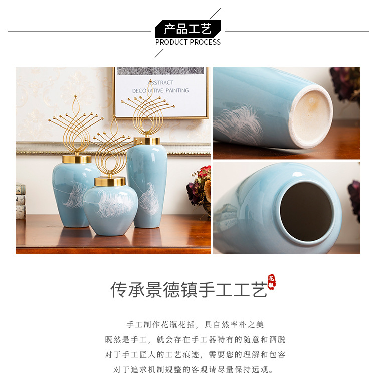 Creative light key-2 luxury furnishing articles vase household decoration jingdezhen hand - made ceramic vases, flower implement the sitting room porch place