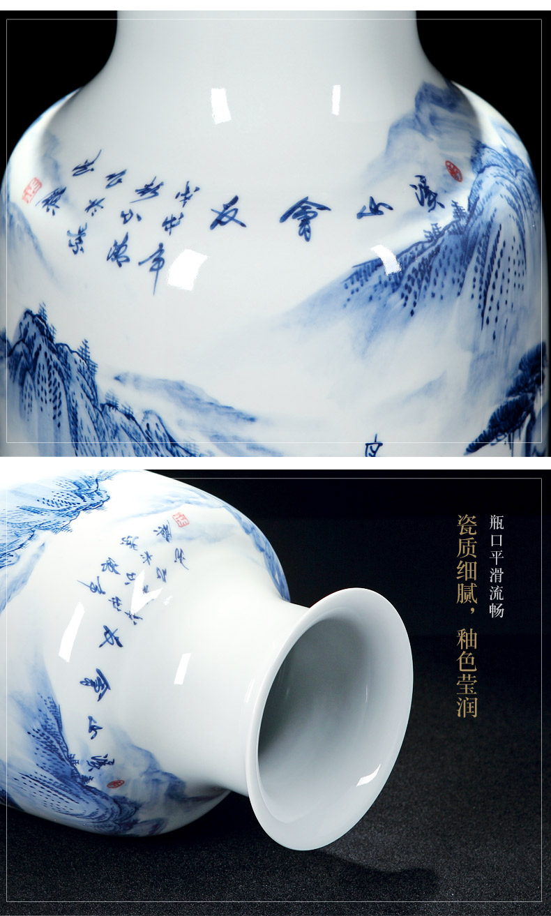 Intangible craftsmen shot loose guo - hua liu qin blue - and - white hand - made works landscape jingdezhen ceramic vases, furnishing articles