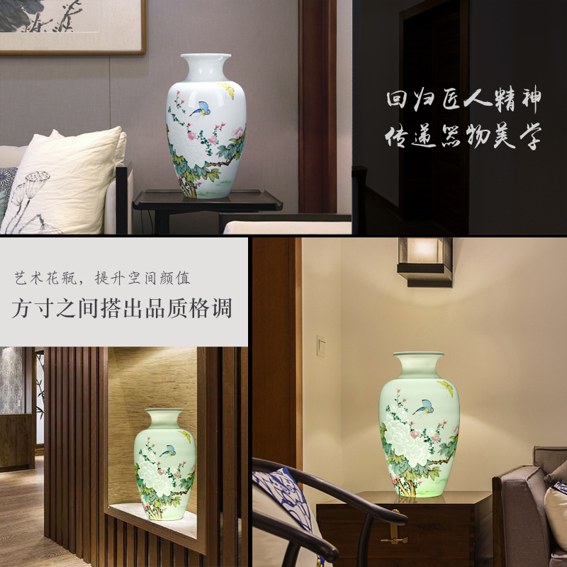 Half an hour and exquisite porcelain of jingdezhen ceramic vase hand - made of new color flower vase sitting room of Chinese style table vase
