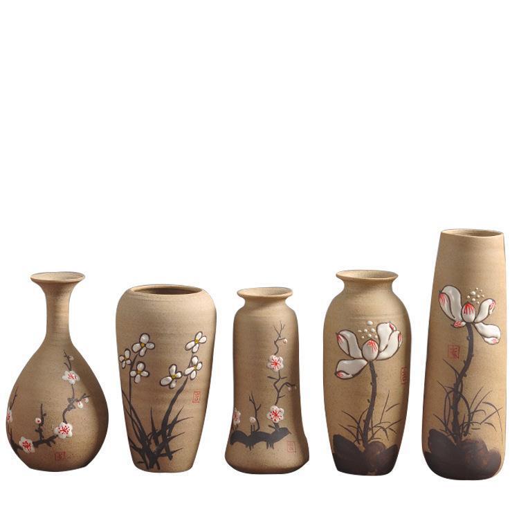 Chinese style restoring ancient ways, TaoXiaoHua bottles of jingdezhen hand - made pottery flower implement manual creative household decorates sitting room flower arrangement