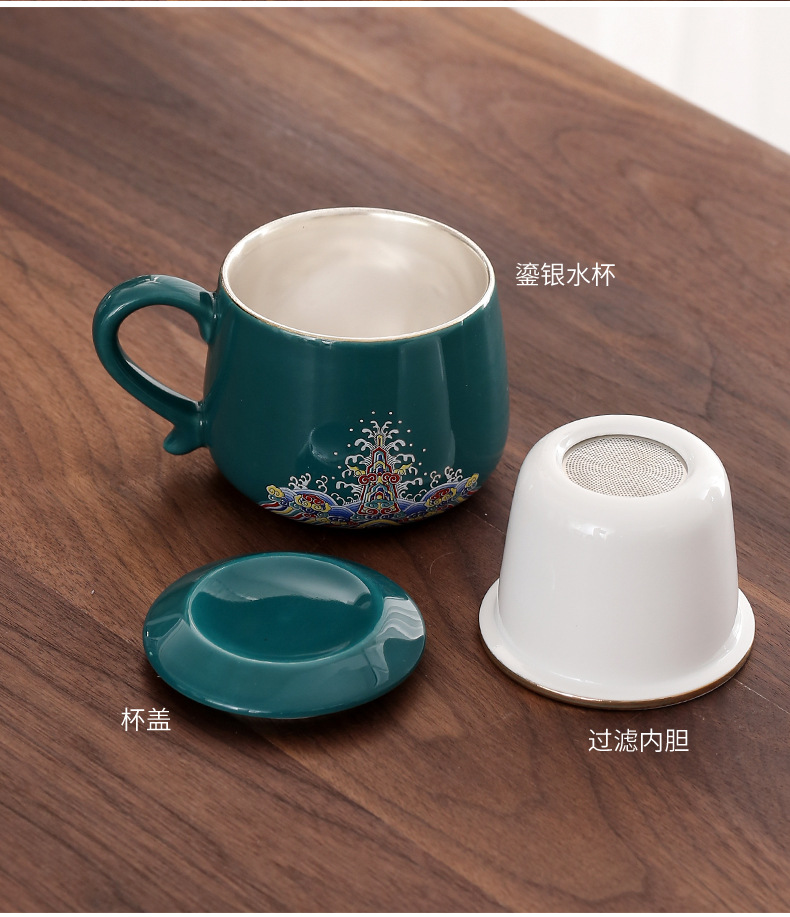 Manual coppering. As silver mugs box set water separation tank filter office cup Chinese style household ceramics