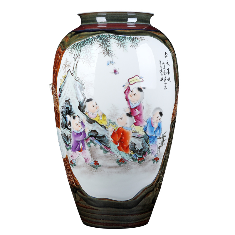 Jingdezhen hand - made archaize ceramic vase home sitting room adornment is placed manually famille rose porcelain arts and crafts