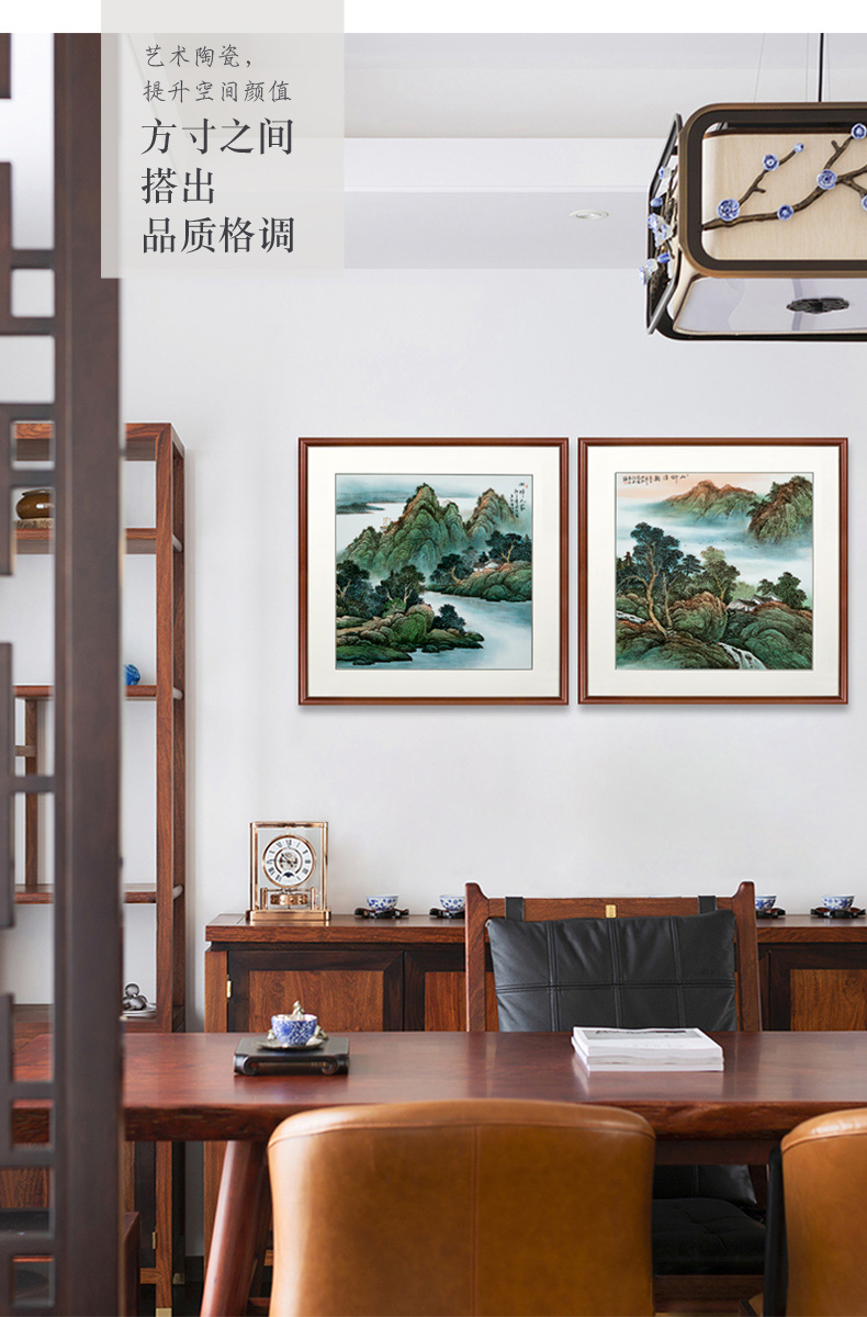 Chinese jingdezhen porcelain plate painting landscapes of manual coloured drawing or pattern adornment sitting room sofa setting wall is solid wooden frame, hang a picture