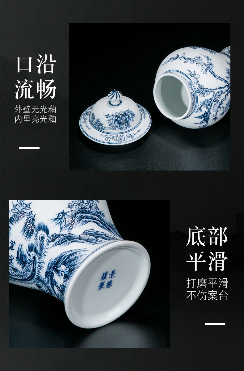 The New general blue and white porcelain ceramic tea pot place small household seal storage tea pot creative decoration