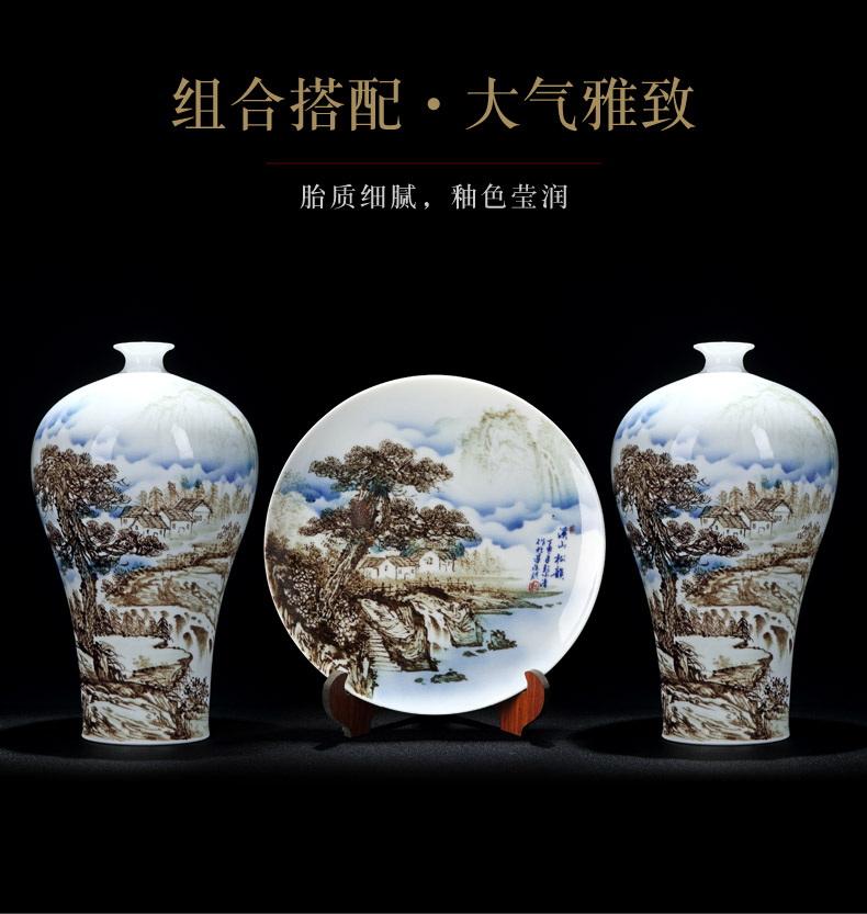 Jingdezhen ceramic vase hand - made scenery mei bottles of songshan ancient fancy