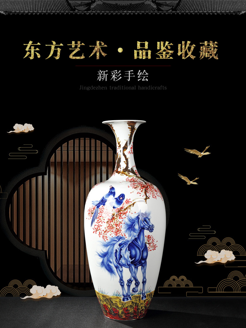 Animals and jingdezhen blue and white color bucket hand - made vases of flowers and birds hei vase is placed immediately