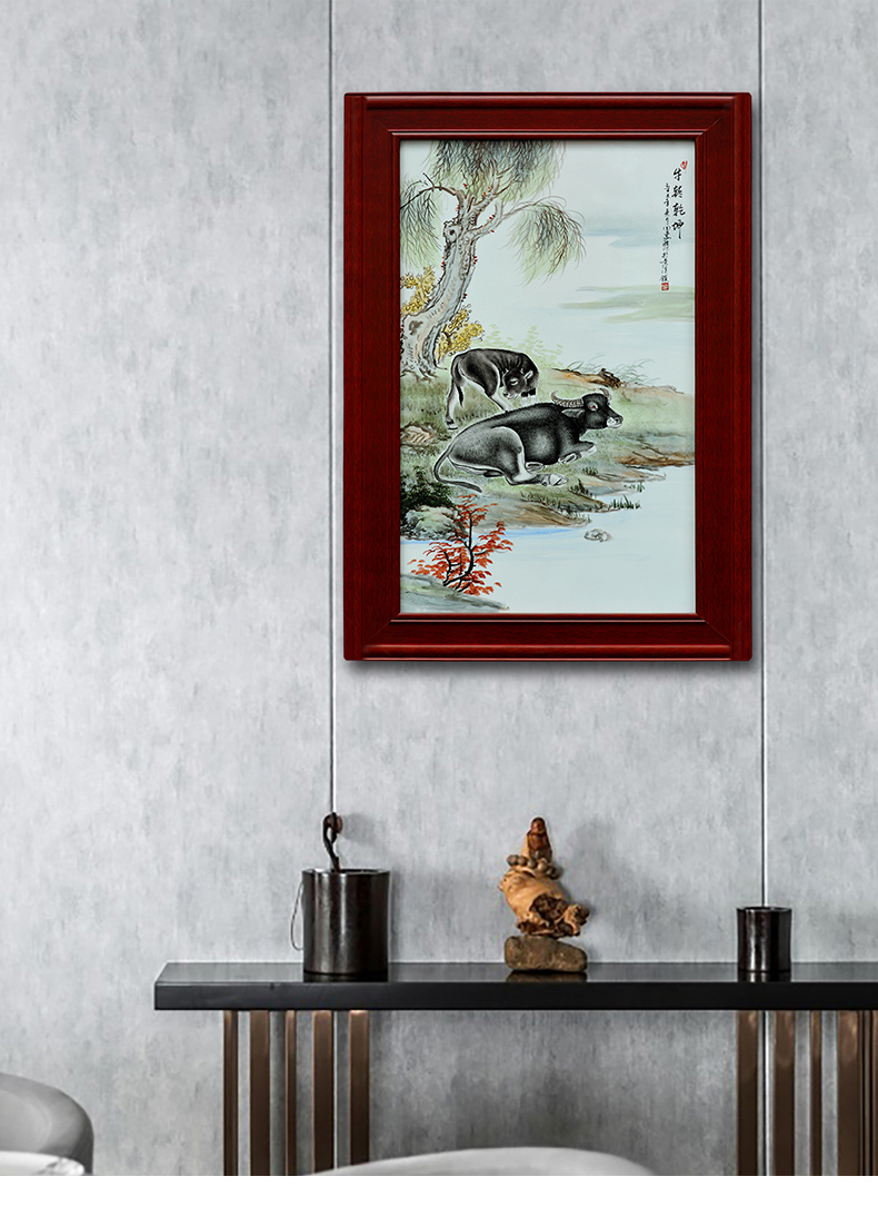 Jingdezhen ceramic hand - made famille rose porcelain plate painting study of new Chinese style porch hang a picture adornment mural turn things around