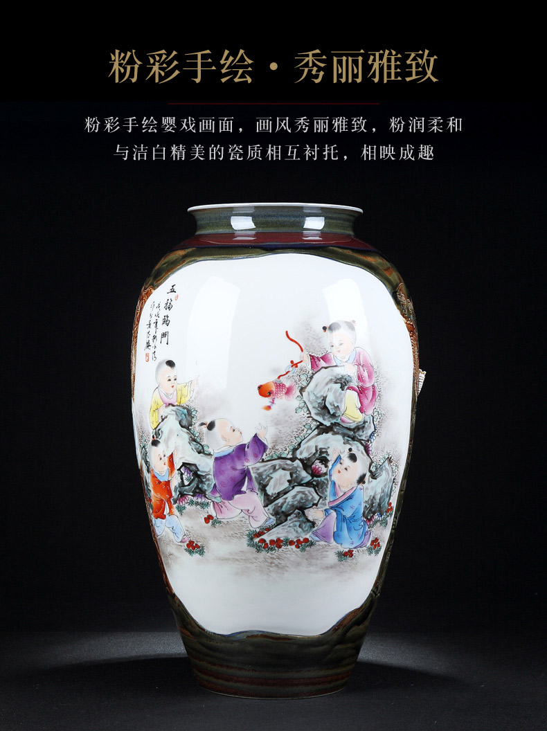 Jingdezhen hand - made archaize ceramic vase home sitting room adornment is placed manually famille rose porcelain arts and crafts