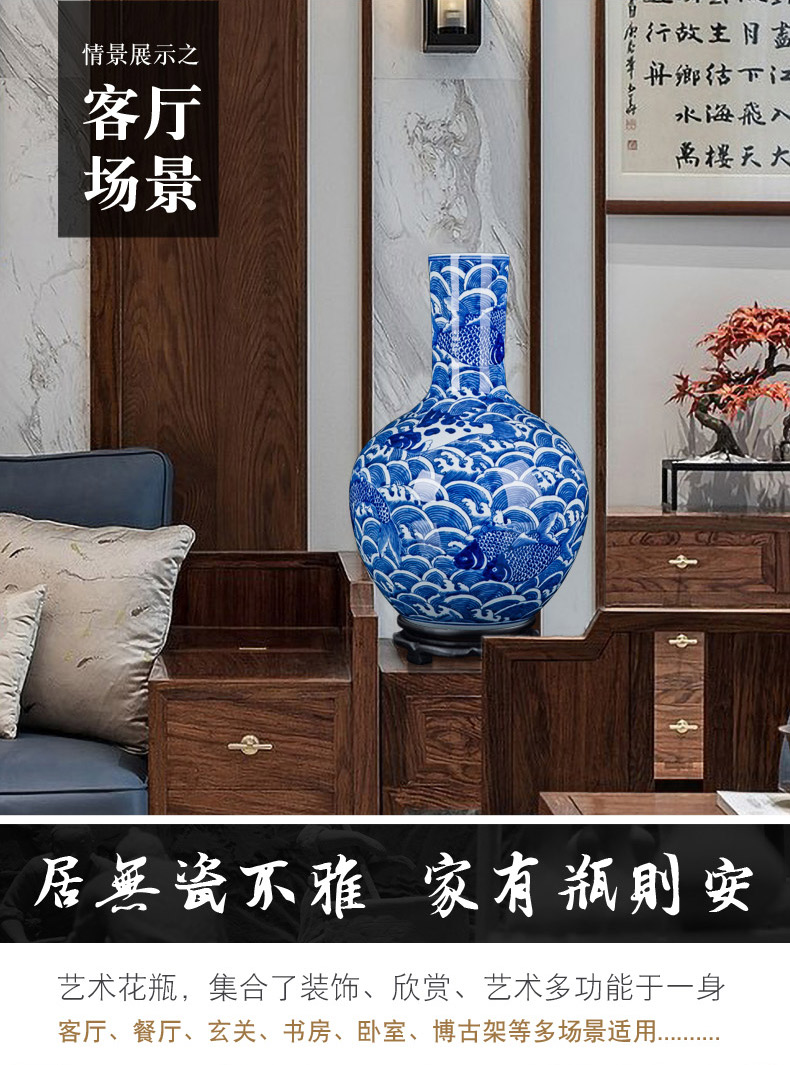 Jingdezhen hand made blue and white porcelain vase furnishing articles household act the role ofing is tasted, the sitting room TV ark, new Chinese style ceramic bottle arranging flowers