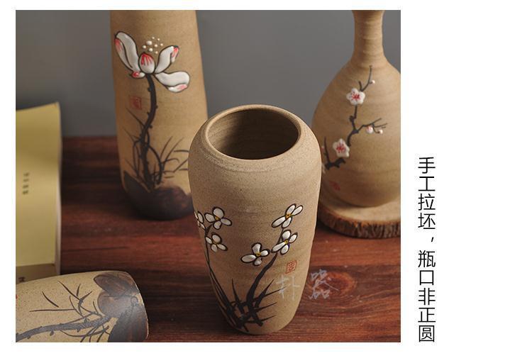 Chinese style restoring ancient ways, TaoXiaoHua bottles of jingdezhen hand - made pottery flower implement manual creative household decorates sitting room flower arrangement