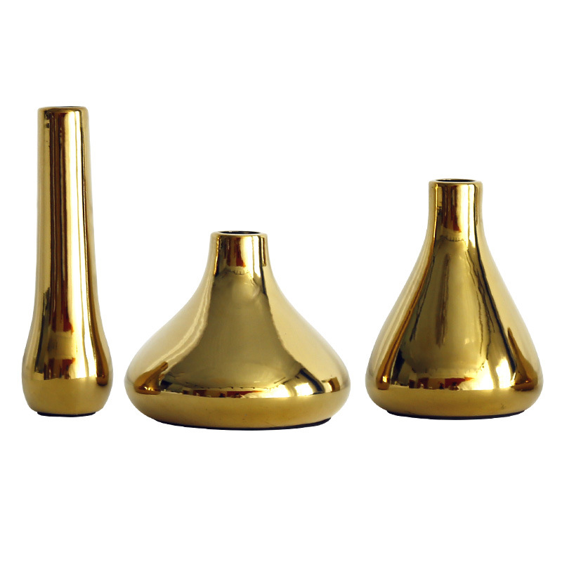 Nordic light wind ins key-2 luxury gold ceramic floret bottle of dry flower, flower implement home sitting room adornment is placed mesa aroma