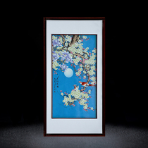 Jingdezhen ceramic painted flowers and birds porcelain plate painting new Chinese living room study decoration painting sofa background porch hanging painting