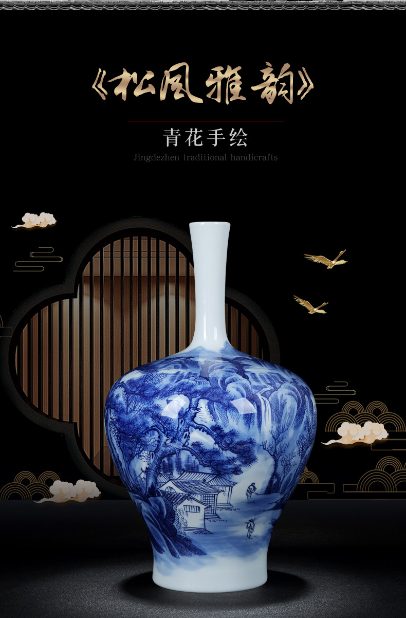 Jingdezhen porcelain hand - made porcelain vase furnishing articles sitting room adornment study archaize porcelain wind expression flat belly bottle