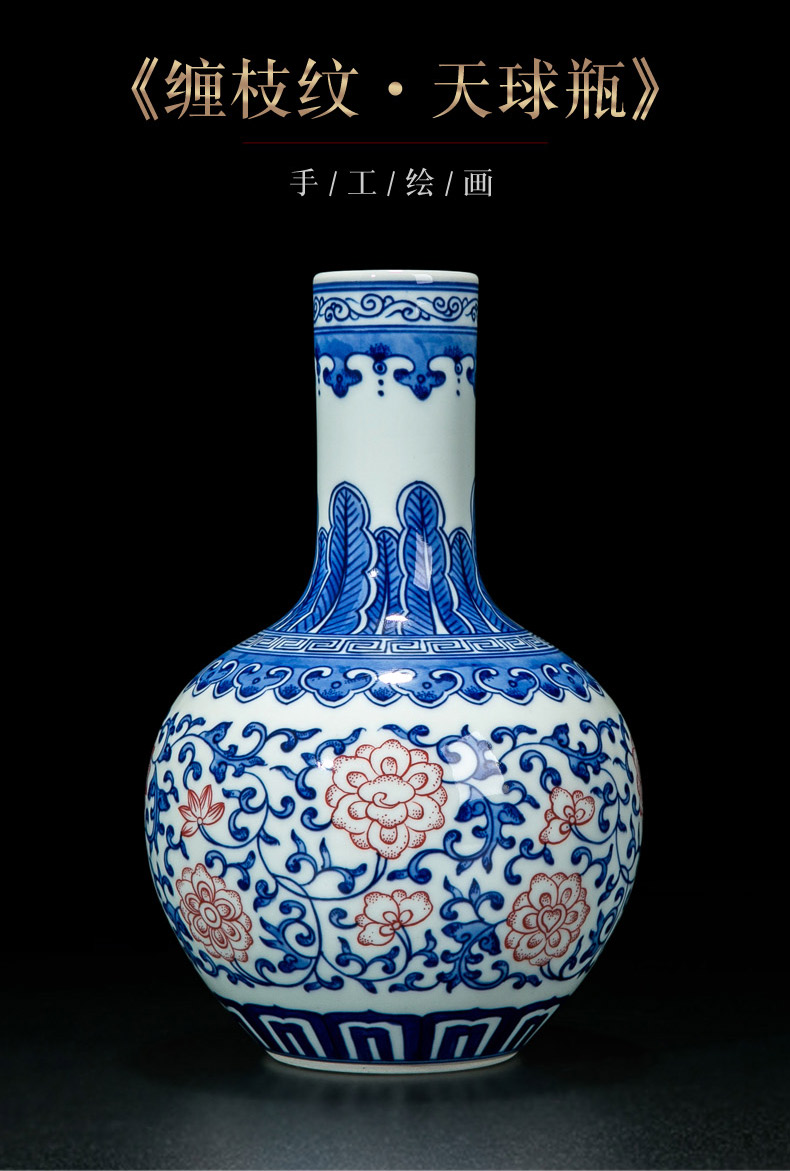 Vase furnishing articles ceramic flower implement decoration flower arranging small sitting room jingdezhen blue and white Chinese antique hand - made of vases