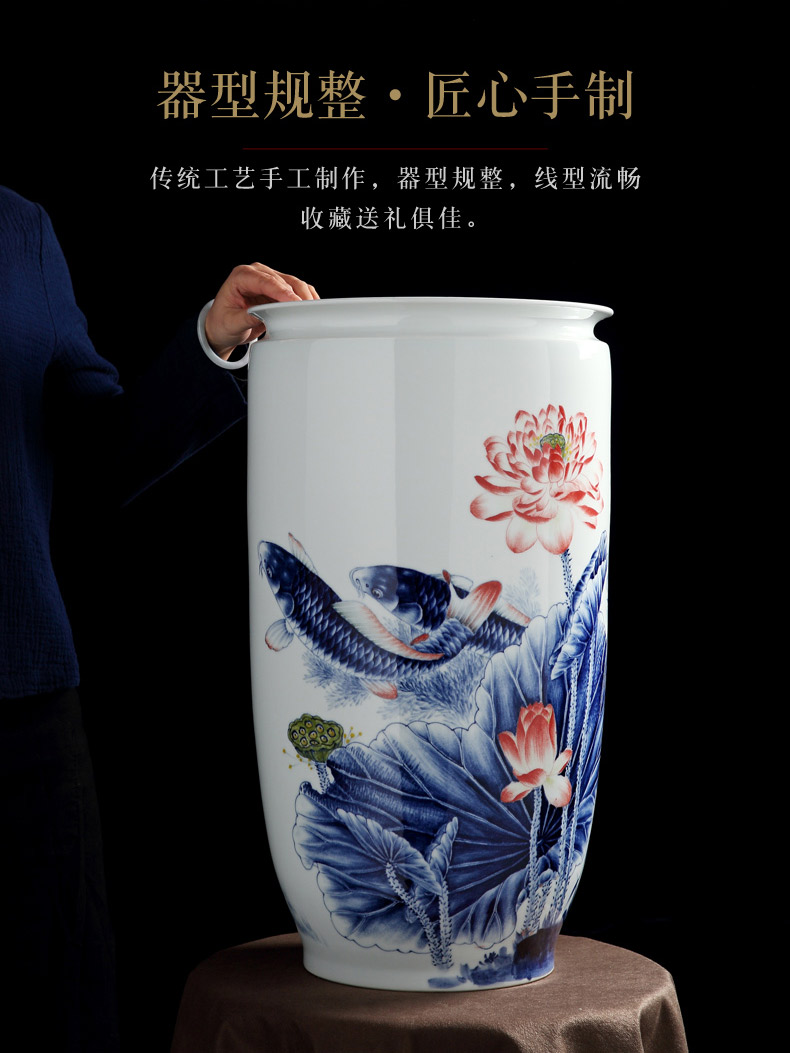 Jingdezhen sell loose guo - hua liu qin works under the glaze colorful fish figure sitting room be born Chinese vase vase mesa