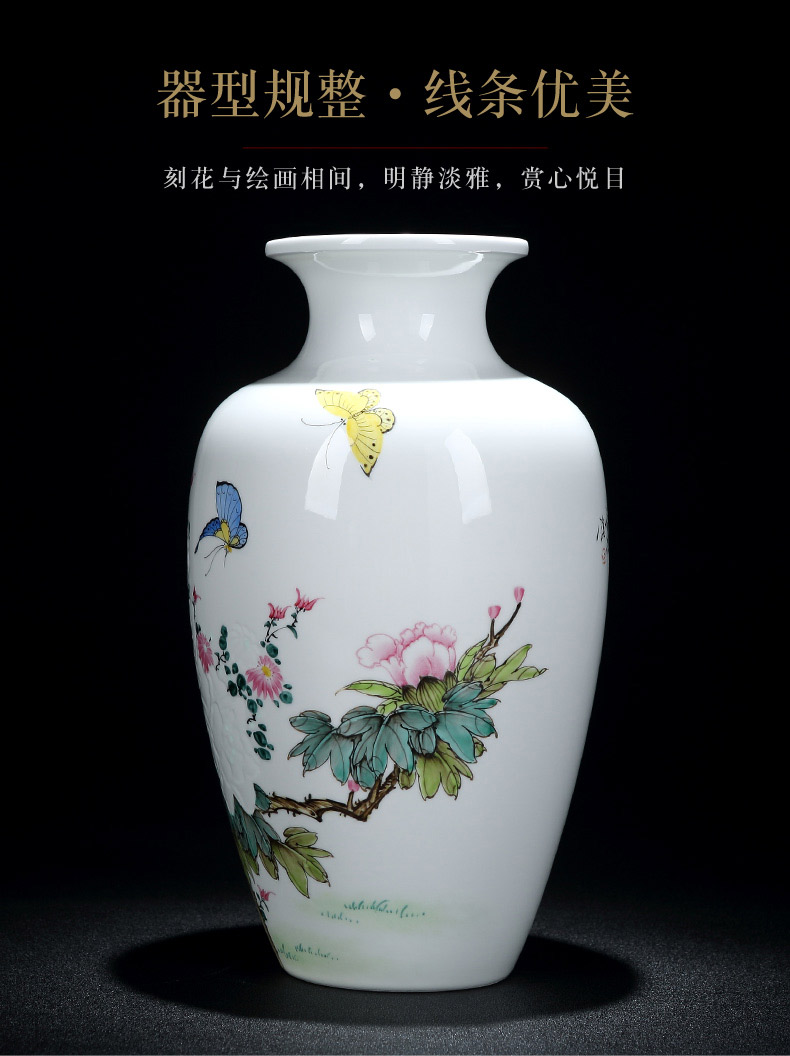 Half an hour and exquisite porcelain of jingdezhen ceramic vase hand - made of new color flower vase sitting room of Chinese style table vase