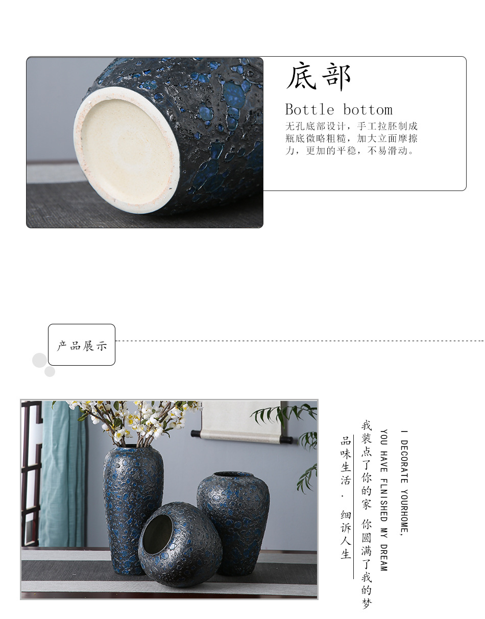 Jingdezhen ceramic vases, pottery blue mercifully retro classic flower arrangement home sitting room adornment is placed