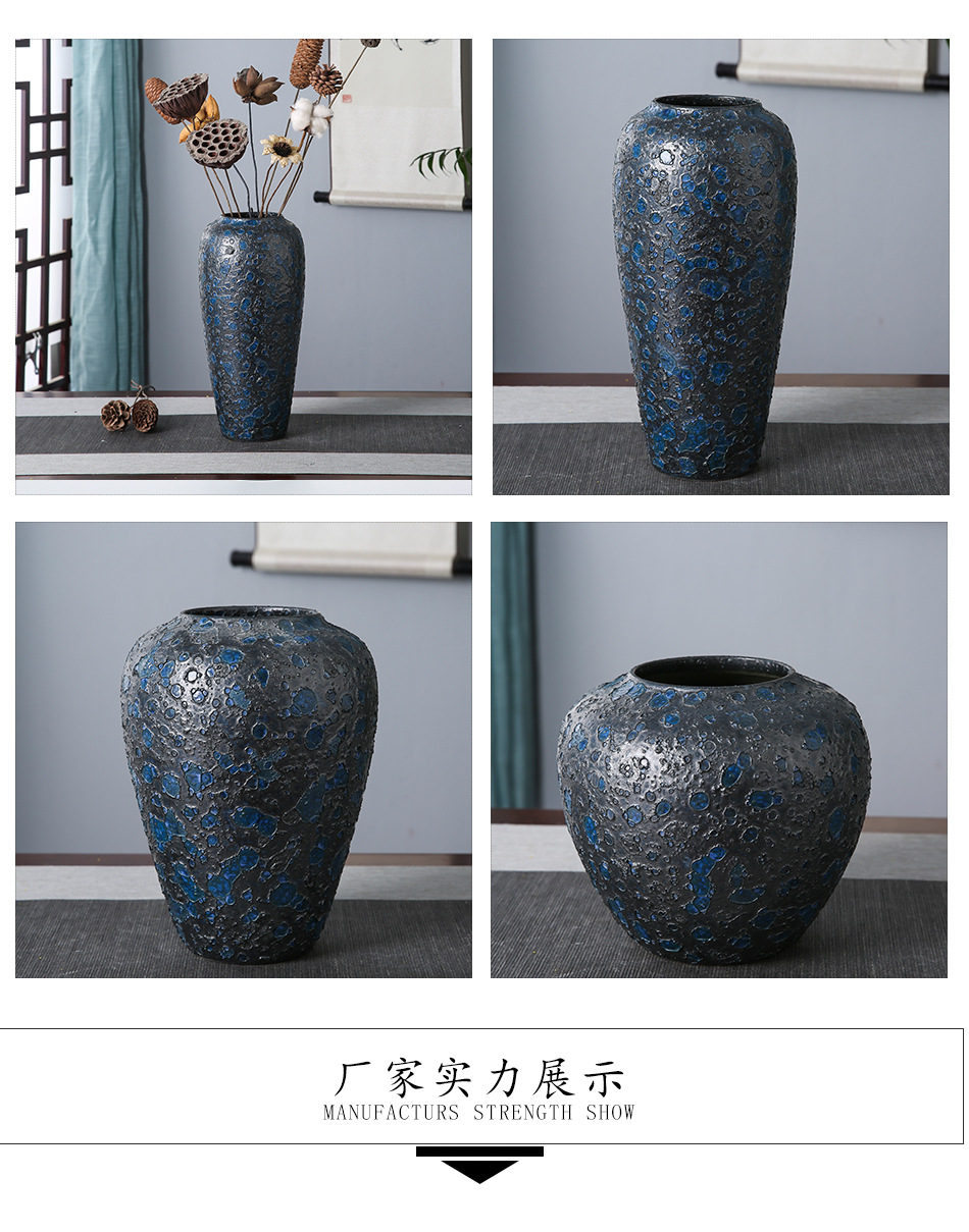 Jingdezhen ceramic vases, pottery blue mercifully retro classic flower arrangement home sitting room adornment is placed