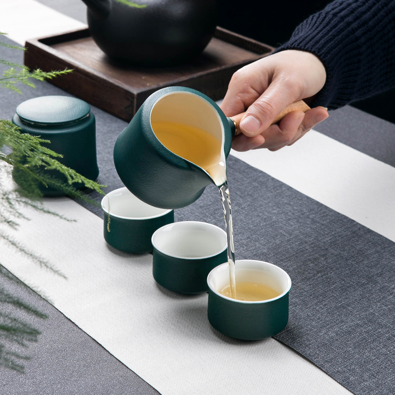 Grind arenaceous coarse jingdezhen ceramic tea set combination Japanese household small pure and fresh and teapot tea pot kung fu tea cups