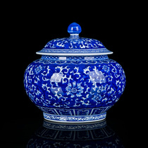 Jingdezhen Qinghua Ceramic Tea Can Seal Can Handicrafts Accessories Pure Hand-made Ceramic Coal