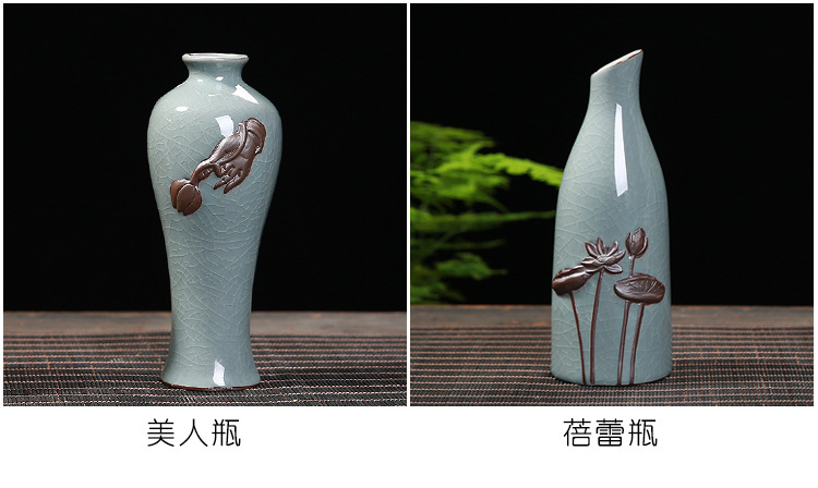 Creative vintage contracted elder brother up floret bottle home furnishing articles can be dried flowers hydroponics Chinese zen ceramic vases, the sitting room