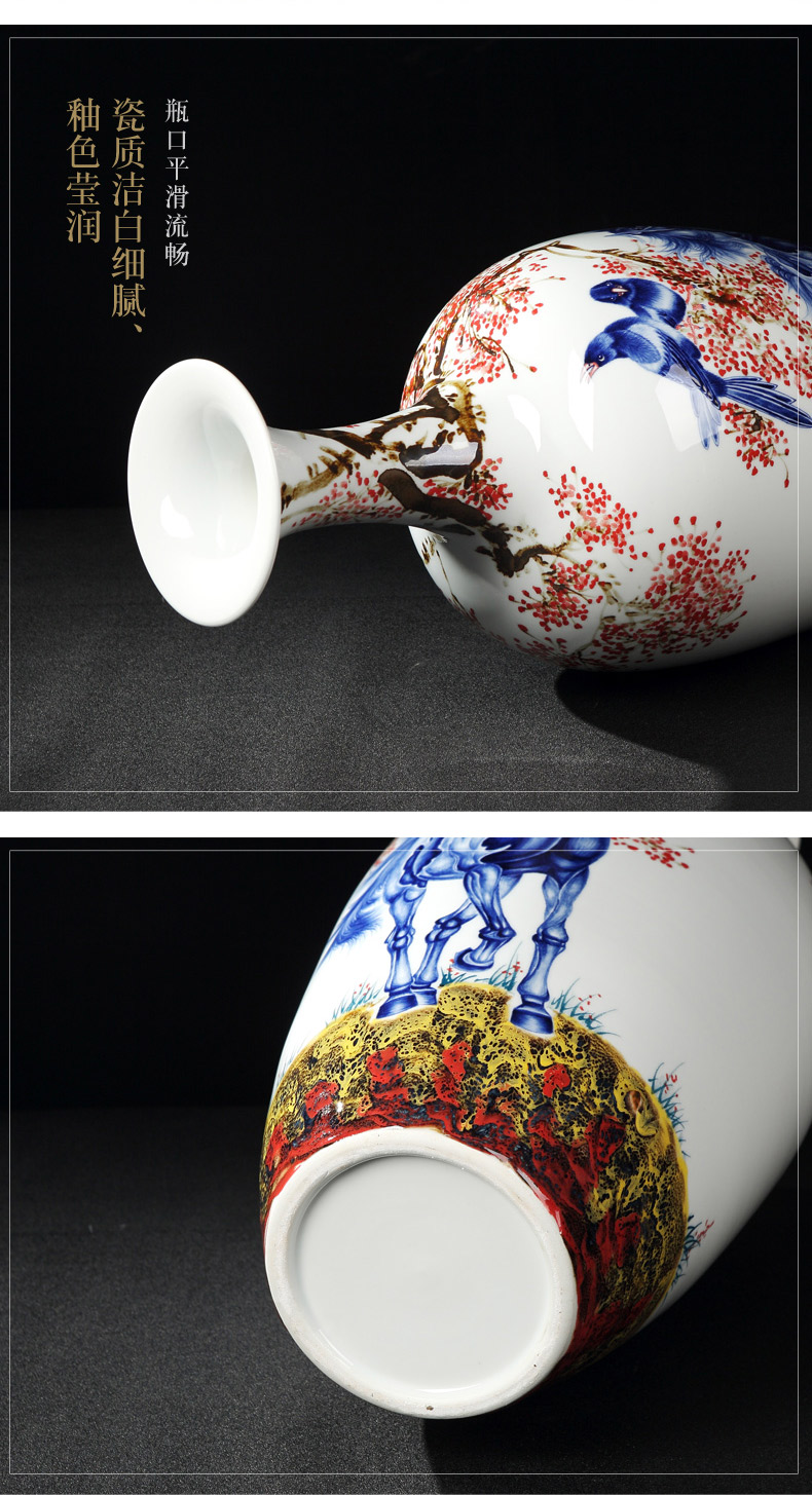 Animals and jingdezhen blue and white color bucket hand - made vases of flowers and birds hei vase is placed immediately