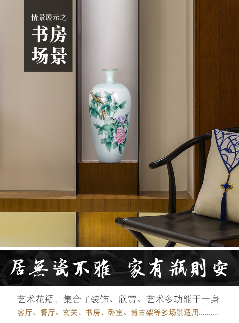 Manual coloured drawing or pattern carved vase household of Chinese style mesa adornment porcelain of jingdezhen ceramics home sitting room flower arrangement