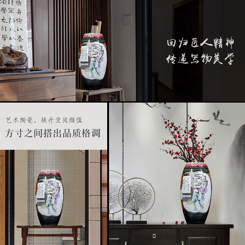 Jingdezhen powder enamel vase engraving up three smile marriage vase