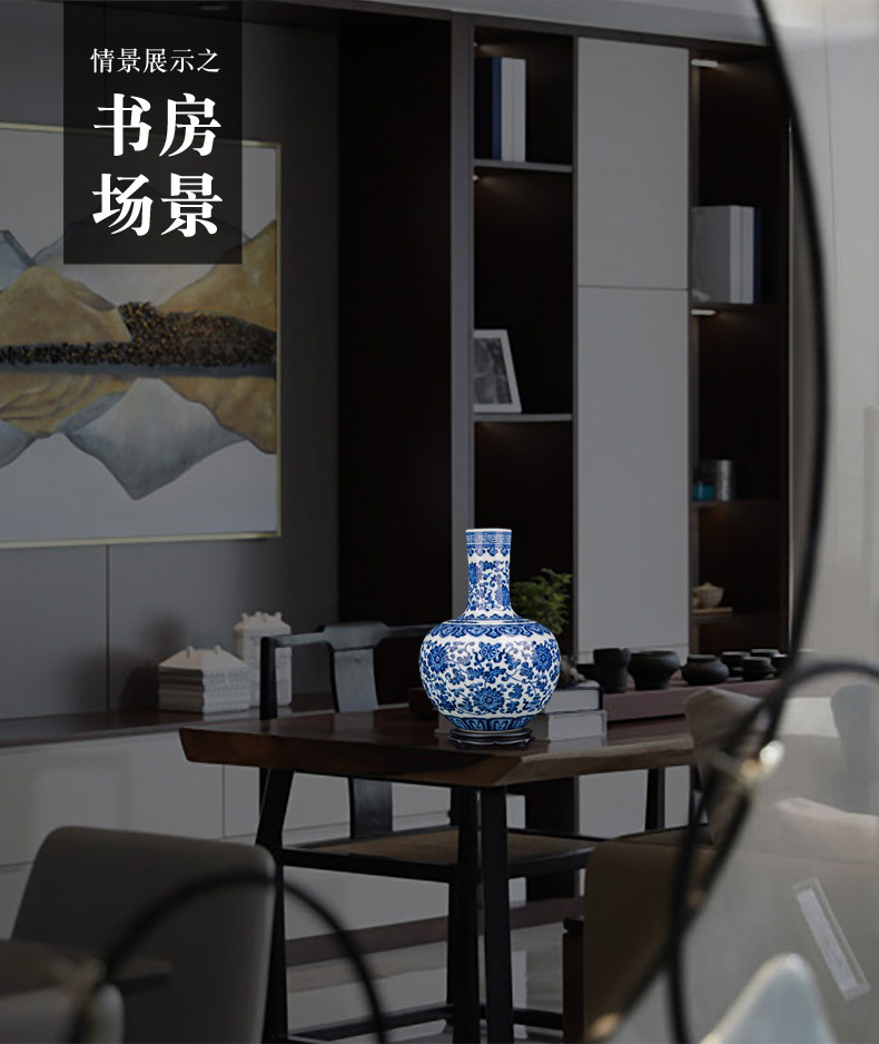 Jingdezhen ceramic vase furnishing articles sitting room clear maintain small flower arranging Chinese antique hand - made lotus flower tree