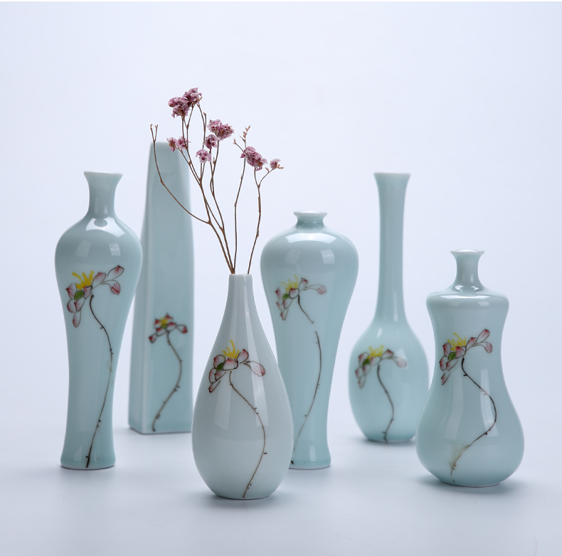 Creative floret bottle of new Chinese style furnishing articles celadon ceramic flower mesa home sitting room porch decorate the dried flowers