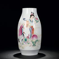 Jingdezhen Ceramic Vase Fittings Modern Chinese Home Living Room TV Cabinet Decorations Painting Handdrawn Garlet