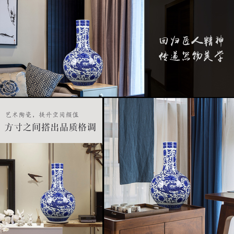 Jingdezhen blue and white porcelain vase imitation the qing qianlong heavy hand wear celestial dragon vase furnishing articles