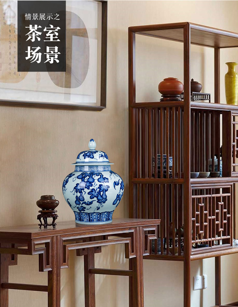 The General hand made blue and white porcelain jar furnishing articles household act the role ofing is tasted sitting room adornment of jingdezhen ceramic tea pot storage jar