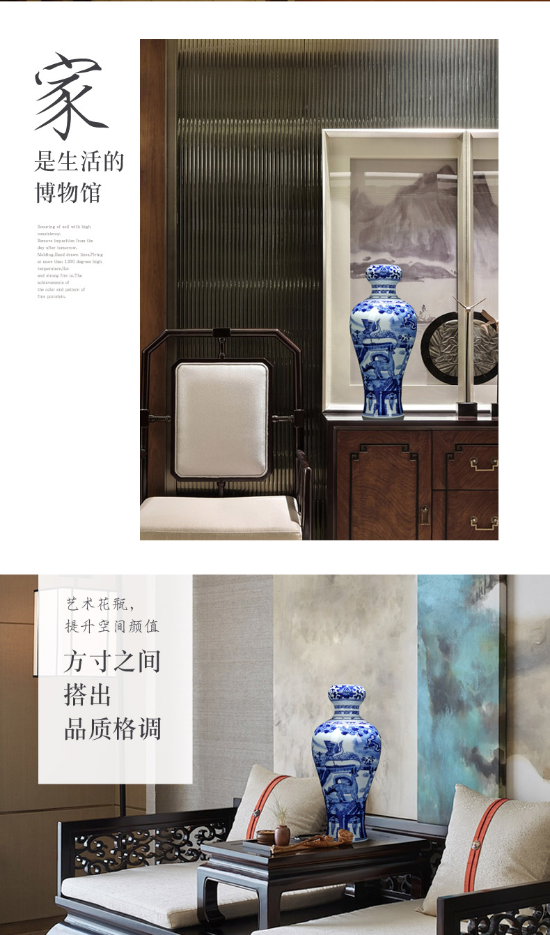 Jingdezhen porcelain hand - made ceramic vase with spring garlic furnishing articles study adornment archaize sitting room crane, deer may bottle