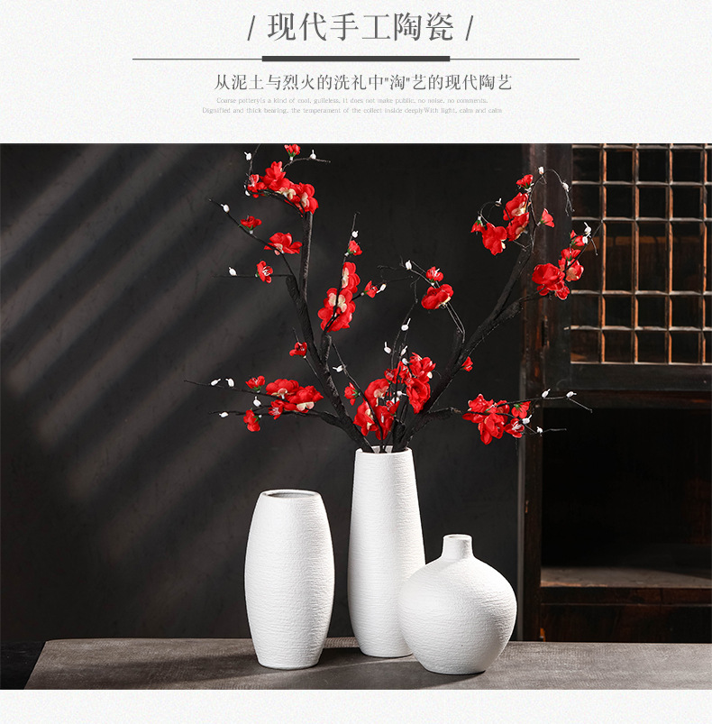 Contracted to restore ancient ways of jingdezhen ceramic vase three - piece ceramic handicraft furnishing articles sitting room desktop flower arranging flowers