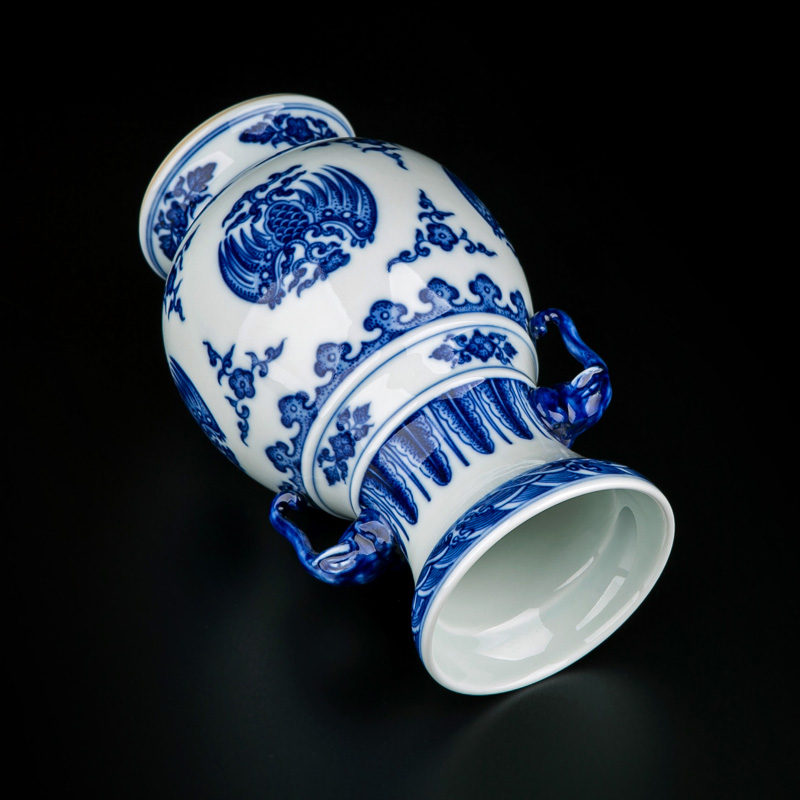 Ceramic vase furnishing articles sitting room adornment jingdezhen porcelain antique flower arranging innovative new Chinese style wood porcelain bottles