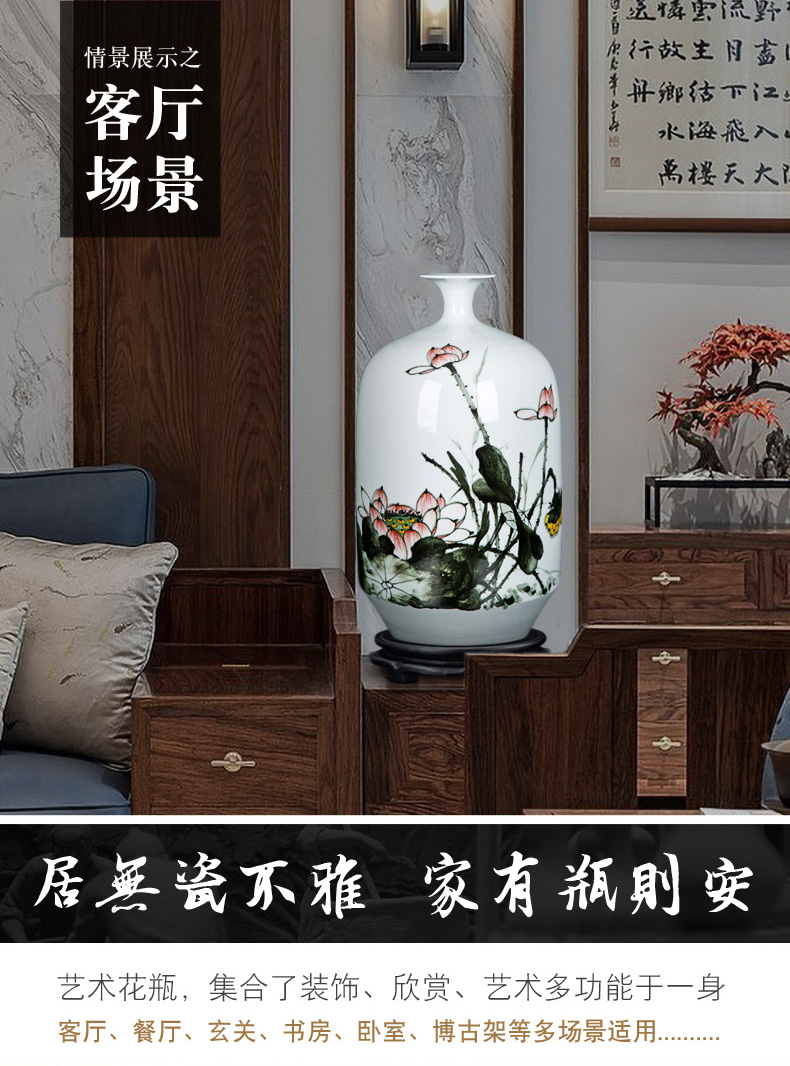 Jingdezhen Chinese vase household mesa adornment furnishing articles sitting room flower arranging traditional classical ceramics handicraft