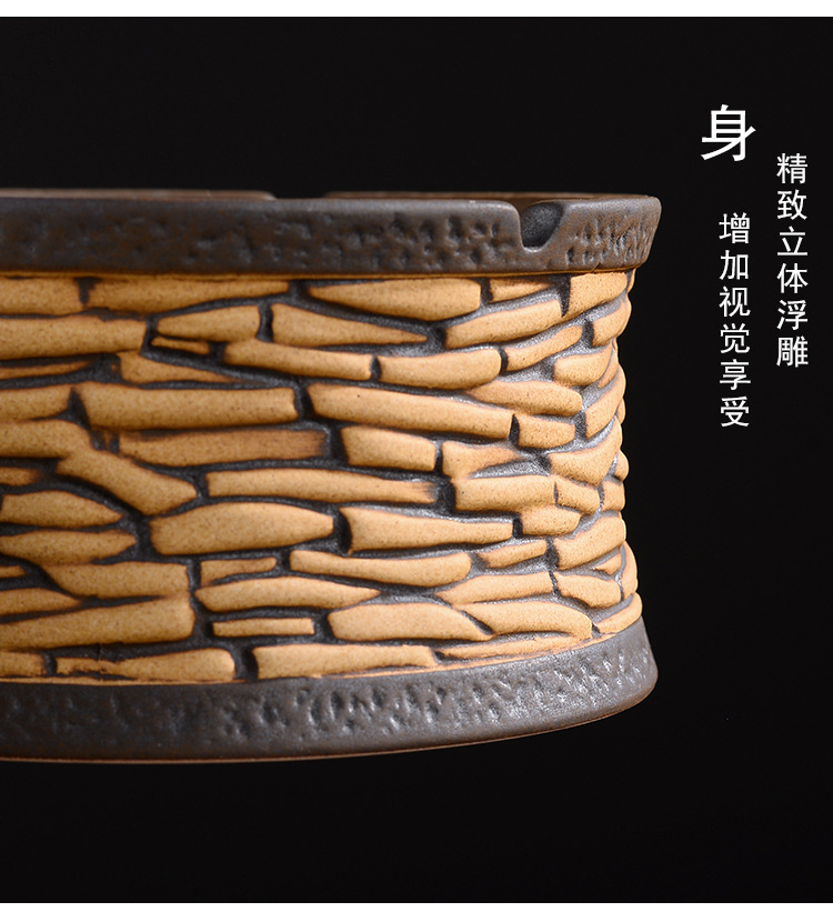 Restoring ancient ways is the tea taking ashtray with cover the fly creative living room home office stone grain ceramic ashtray