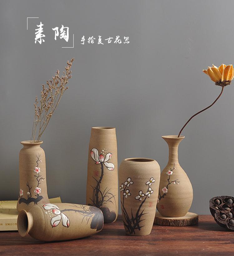 Chinese style restoring ancient ways, TaoXiaoHua bottles of jingdezhen hand - made pottery flower implement manual creative household decorates sitting room flower arrangement