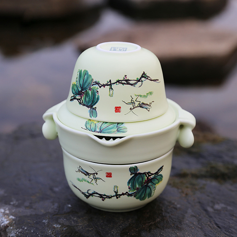 DH crack of a pot of two cup your up ceramic kung fu tea tea sets single double Japanese portable