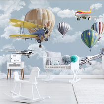 Nordic Minimalist Hand-painted Cartoon Animal Balloon Children Room Boy Room Background Wall Wallpaper Custom Seamless Fresco