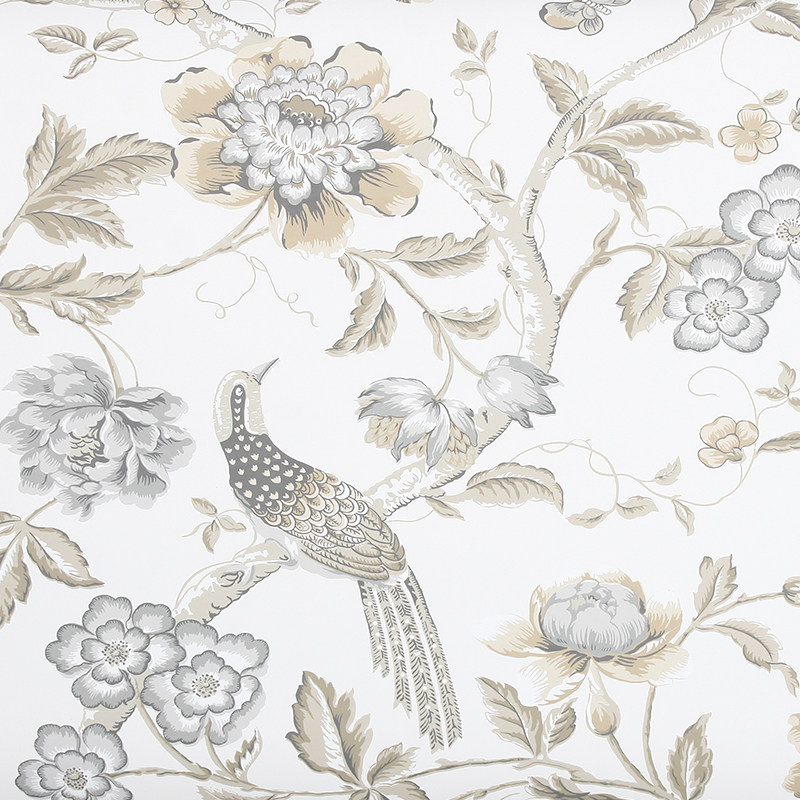 Imported American-style country flowers and birds high-end wallpaper bedroom living room study TV background wall pure paper wallpaper A243