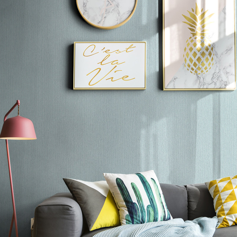 Simple modern and warm color Nordic pure wallpaper living room bedroom TV background wall non - woven wallpaper