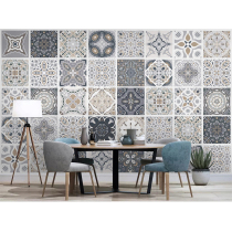 Art era original European-style retro brick Poppe style ethnic wind pattern bedroom background wall custom frescoes