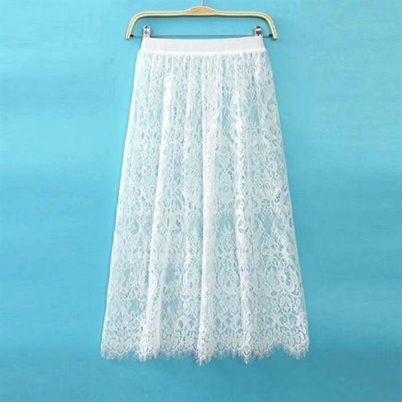 Four-Season Single-Layer Lace Skirt, New Mesh One-Layer See-Through Base Skirt, Mid-Length Long Skirt, Versatile Skirt