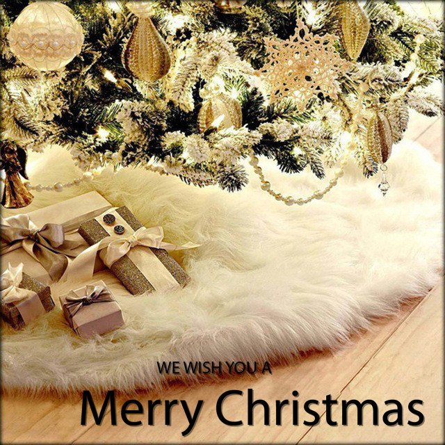 Christmas Ornaments Christmas Tree Skirt Pure White Plush Festive DressupChristmas tree skirt