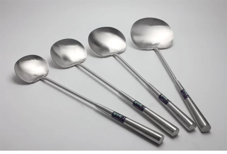 Thép không gỉ làm dày tay bắn thìa xào thìa muỗng xúc muỗng súp nhà hàng đầu bếp nhà dài xử lý đồ dùng nhà bếp - Phòng bếp khay gia vị