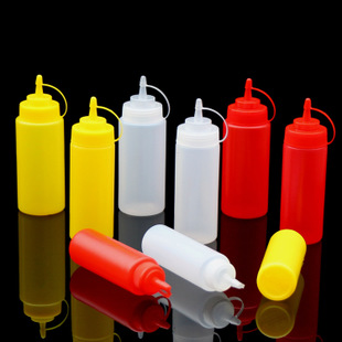 Solid color salad dressing squeeze bottle plastic seasoning pot cream bottle decorated salad bottle squeeze juice tomato squeeze sauce tip bottle